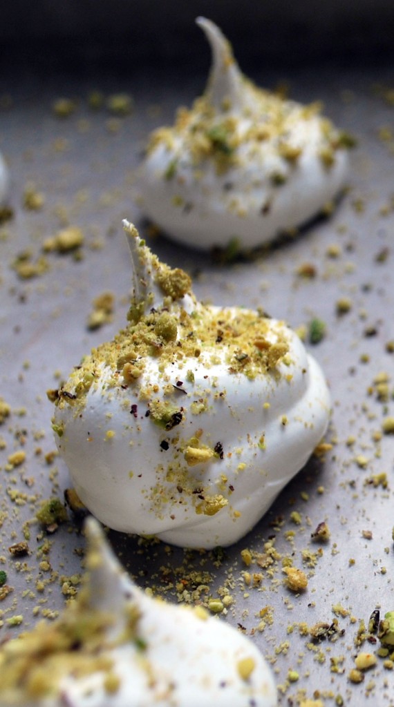 Ahu Eats: Rose Infused Meringue Cookies with Pistachio Dust