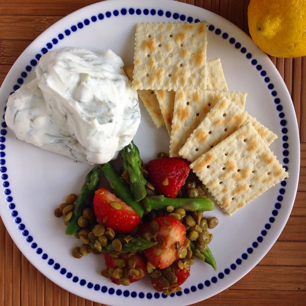 Summer Salad with Lentils, Asparagus and Macerated Strawberries