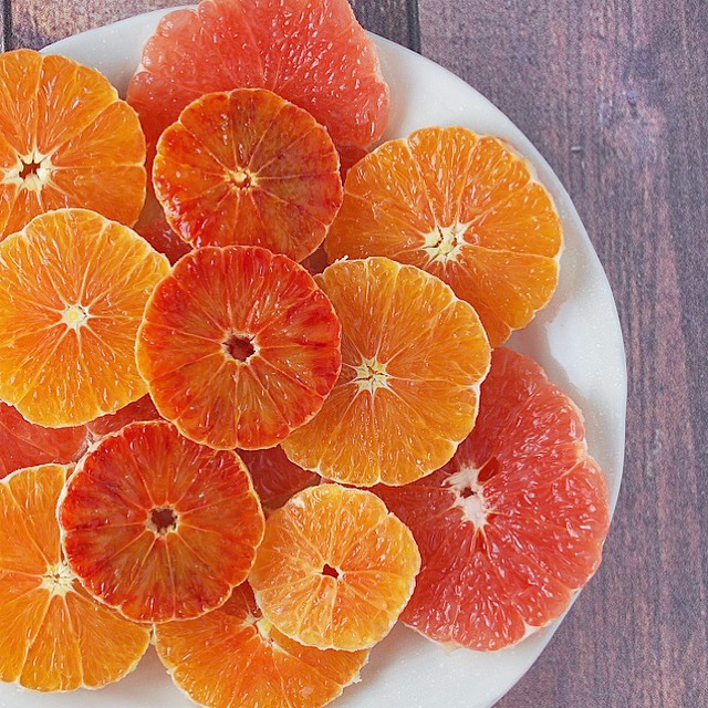 Winter Citrus Salad of Cara Cara Oranges, Grapefruits and Strawberry Tangerines with Honey and Almonds