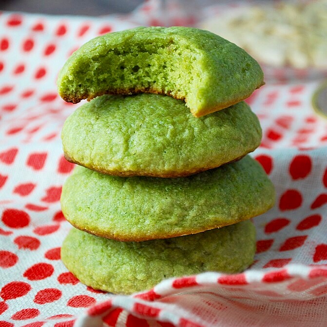 Matcha Cookies - these green tea cookies are soft, pillowy and perfect with tea!