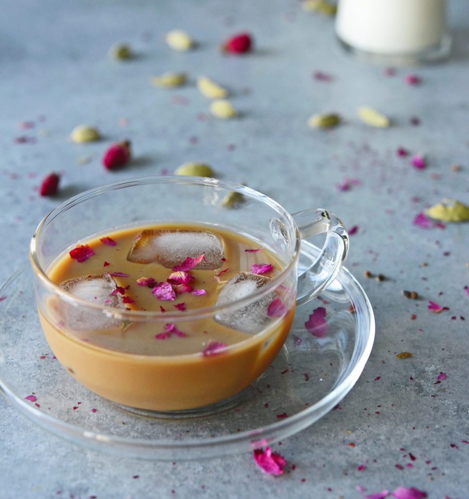 Cardamom rose iced coffee - the warmth of cardamom spice and the floral notes of rose meet in this earthy, delicate Persian-style coffee cocktail. 